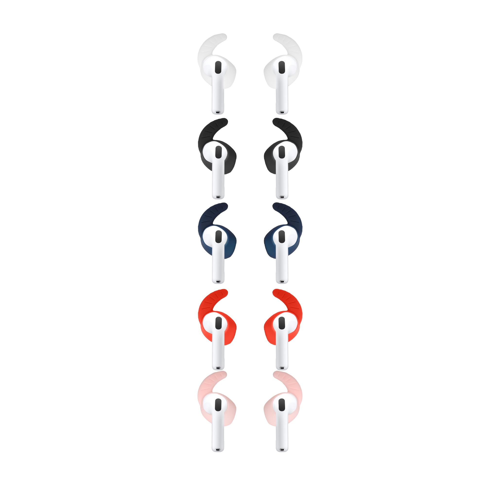 kwmobile Set 5x Gancio Anticaduta Compatibile con Apple Airpods 4 - Supporto Auricolare Sportivo Antismarrimento per Cuffiette Wireless