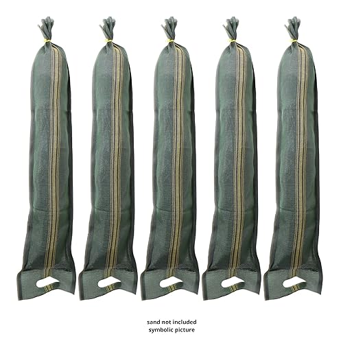 5 Sacs anti inondation - Sac de sable à remplir avec poignée – Barrière pour porte de garage en cas d’inondation (25 x 100 cm) – Image 3