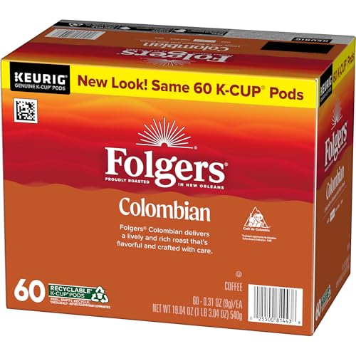Image of Folgers Colombian Coffee, Medium Roast, Keurig K-Cup Pods, 10 Count Box (Pack of 6)