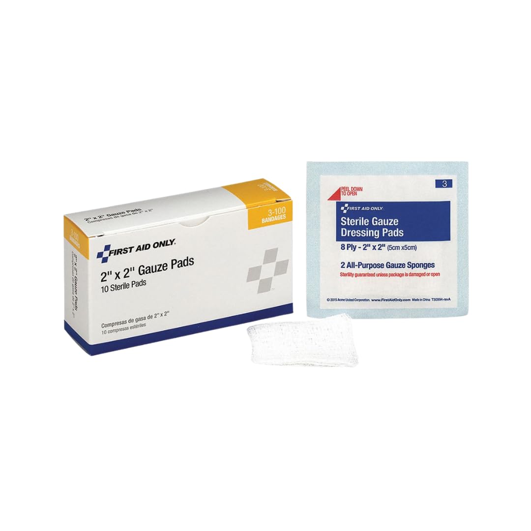 YASHTECHFirst Aid Refill, 2x2 Inch, Gauze Dressing Pad, Individually-Wrapped, Sterile and Highly Absorbent, Box of 10 Pads