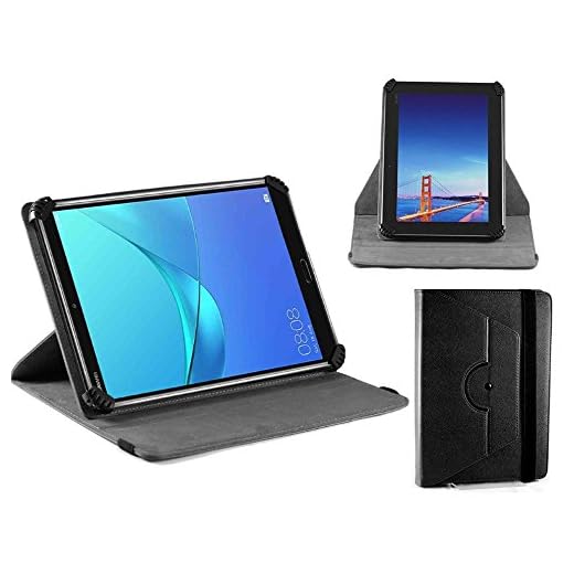 Navitech Black Leather Hard Case Cover with 360 Rotational Stand Compatible with The iRULU 7 inch Phablet