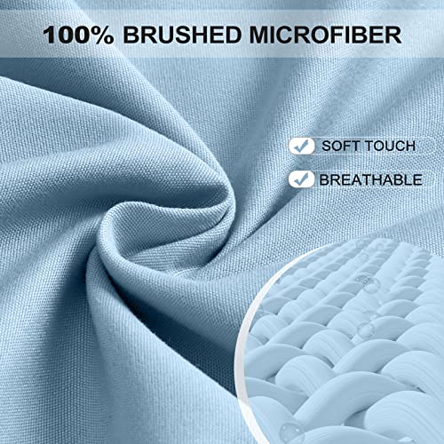 FreshCulture Full Fitted Sheet Only 2 Pack - Hotel Quality Fitted Sheet Full Size - Ultra Soft & Breathable - Brushed Microfiber - Deep Pocket - Cooling Fitted Sheets for Full Size Bed (Light Blue)