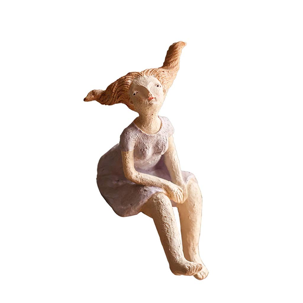 Figurki Wystrój Statua Młoda Dziewczyna Nowoczesne Tabletop Wystrój Rzeźby Ręcznie malowane Rysunek Sztuka Ręcznie Dla Dekoracji Desktop (Color : 1)