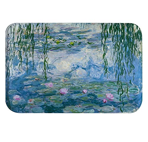 A.Monamour Tappetino per Il Bagno Antiscivolo Assorbente Ninfee Di Claude Monet Dipinti Ad Olio Loto Stagno Fiori Giardino Tappeto Tappetini Doccia Passatoia da Cucina Zerbino Tappeti Cameretta
