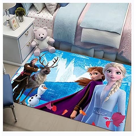 Cute Door Mat Frozen Elsa Anime Door Mat for Boys Girls Kids Baby Bedroom,Creative Bedside Area Rugs,Soft Non Slip Children's Area Rug For Living Room Decor-E||60*90cm Cover