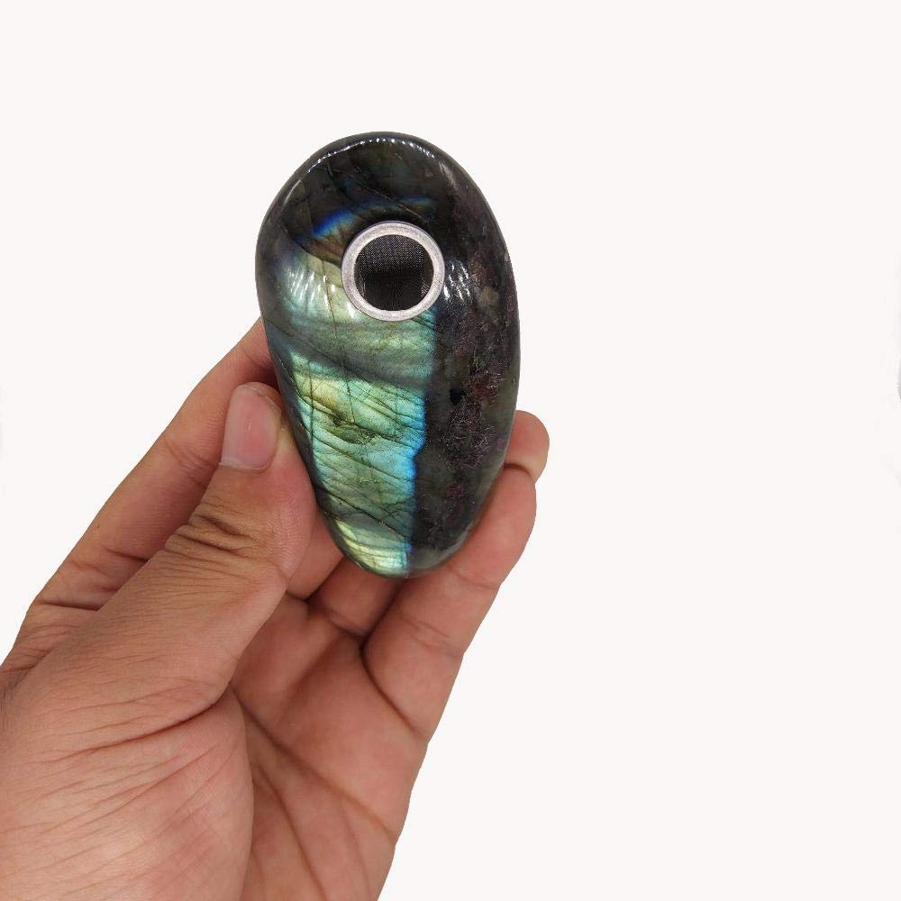 1Pc Natural Quartz Crystal Labradorite Stone Free Smoking Pipe 4.5Cm to 7Cm Length