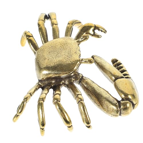 iplusmile Figura Decorativa de Cobre Retro Forma de Cangrejo Efecto Antiguo Realista Adorno para Sala y Decoración de Mesa Regalo Original para Hogar