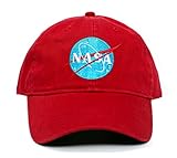 NASA Tomorrowland Embroidered Unisex adult one-size Dad Hat Cap Red