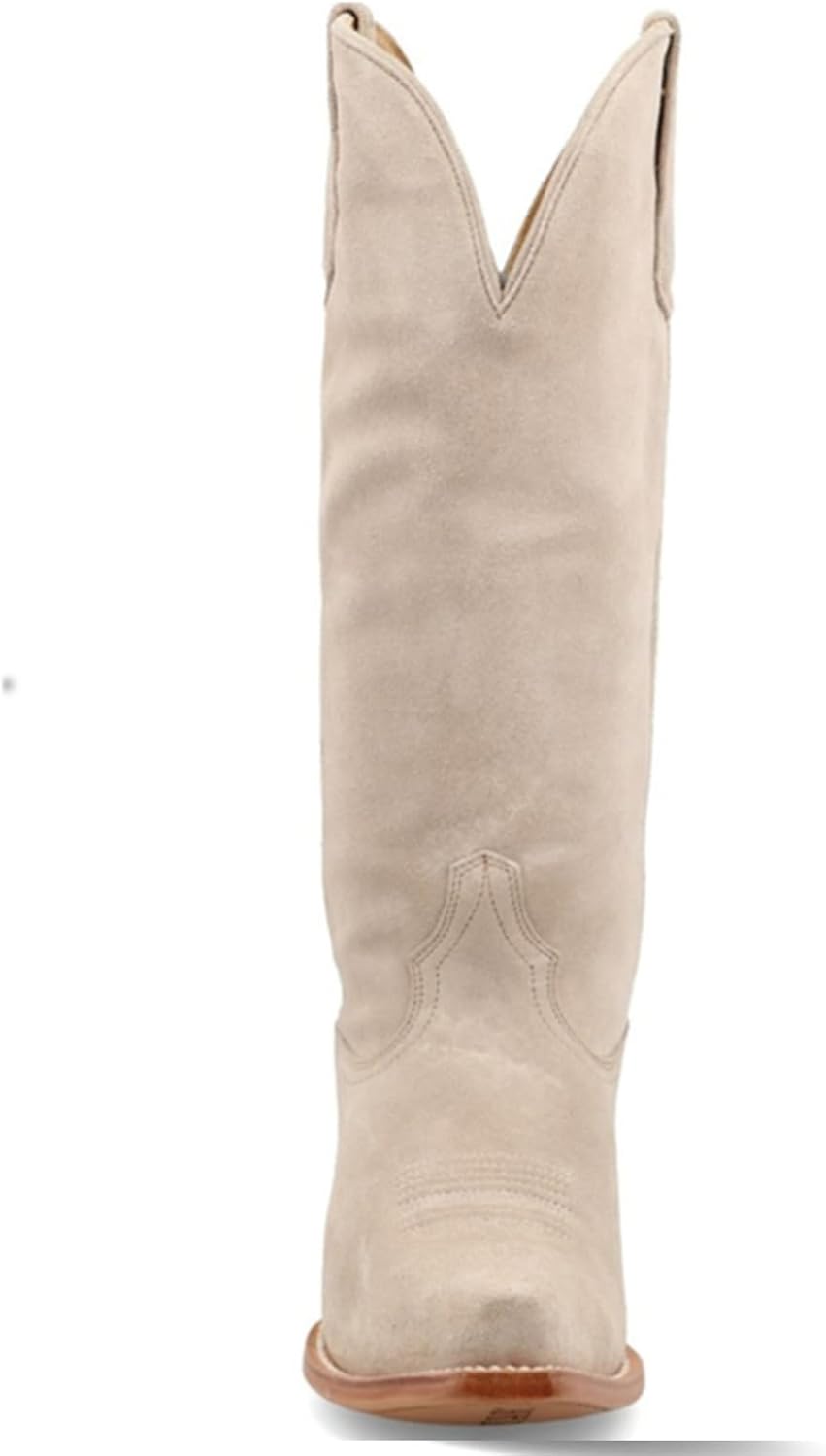 Cowgirl Boots - Womens Cowboy Boots with Colorful Bows Embroidered Western White Knee-High Boots Pull On Pointed Toe Chunky Heel Fashion Ladies Tall Boots