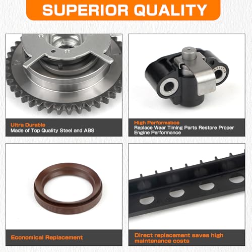 Image of 5.4L Timing Chain Kit Cam Phaser Camshaft Drive Phaser Repair Kit Compatible With Ford Expedition F-150 F-250 F-350 Super Duty Lincoln Mark LT Navigator 3V 24 Valve 2004-2013 Replace 3R2Z-6A257-DA