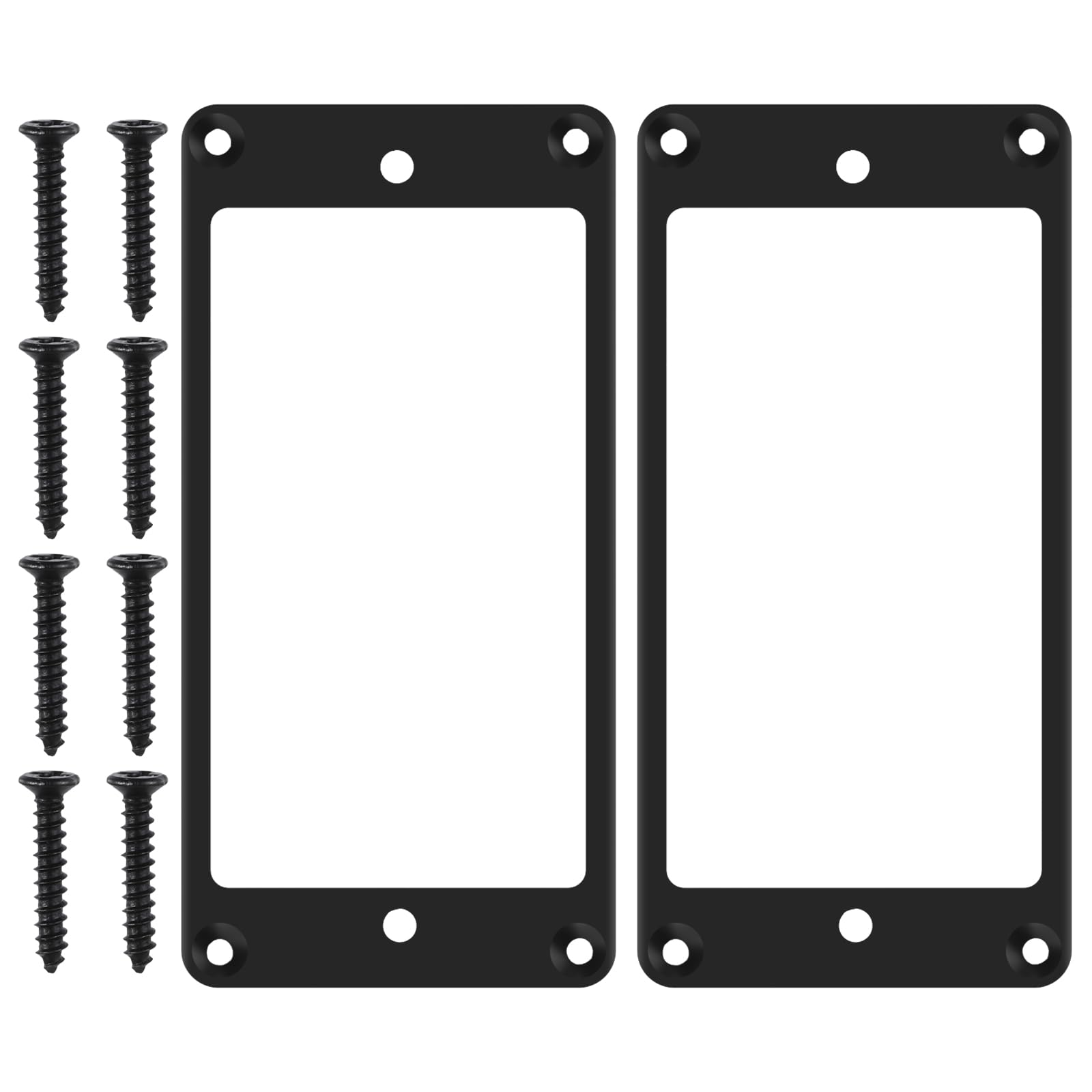 Humbucker Cover, 2 Pcs Metal Iron Flat Humbucker Pickup Ring with 8 Screws, Electric Guitar Pickups Rings, Bass Pickup Frame Mounting Ring for Electric Guitar Replacement?Black?