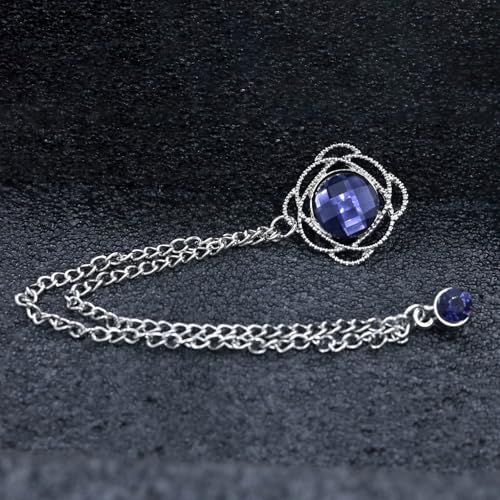 Image of Gold /Silver Crystal Geometry Brooch Lapel Pin for Men Rhinestone With Hanging Chain Brooch for Men Suit Fashion Tuxedo Tie Hat Scarf Collar Pins for Men Women Gifts