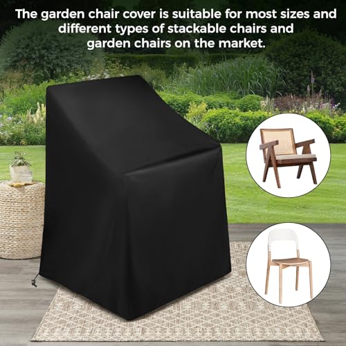 Vunpok Gartenstuhl Abdeckung, Stapelstühle Schutzhülle Winterfest UV-Beständig Abdeckhaube für Gartenstühle, Stapelstühle,Gartenmöbel mit Aufbewahrungstasche,64x64x70/120 cm