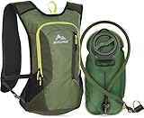 MARCHWAY Lightweight Hydration Backpack with Vest Style Straps & 2.5L TPU Water Bladder, Versatile Sleek Multi-Pocket Pack for Hiking, Cycling, Running, Backpacking, Travel (Green)