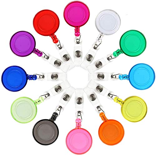 JANYUN 100 Pcs Badge Reels Retractable Badges Holder for ID Card Keychain Whistles Lanyards for...