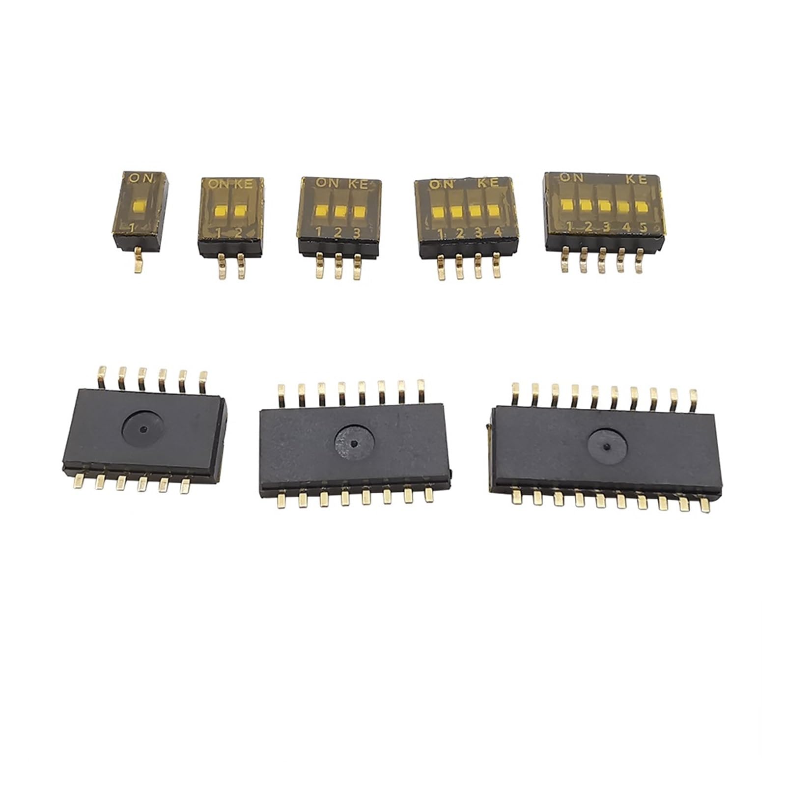 5Pcs/Lot SMD SMT Slide Type Snap Switch 1.27mm Pitch 1P 2P 3P 4P 5P 6P 8P 10P Position Way Bit Doule Row DIP Toggle Dial Switch BJXKHFPIV(8P)
