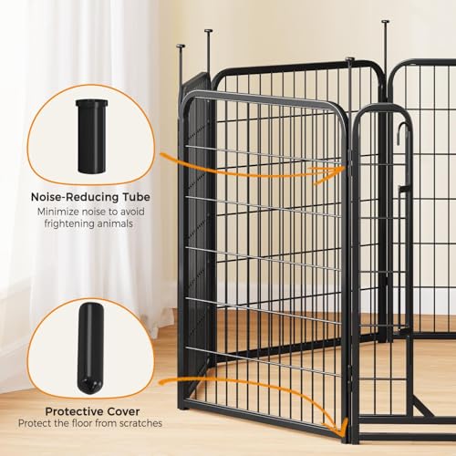 Yaheetech Welpenlaufstall 8-teilig 80cm, Hundeauslauf Einteilige Verriegelung, Verbindungsstangen mit rundem Kopf, Faltbare Freilaufgehege für Hunde Wohnung und Garten, Aufbau werkzeugfrei