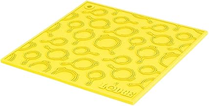 Lodge AS7SKT21 7 x 7 Inch Silicone Trivet with Skillet Pattern, Yellow