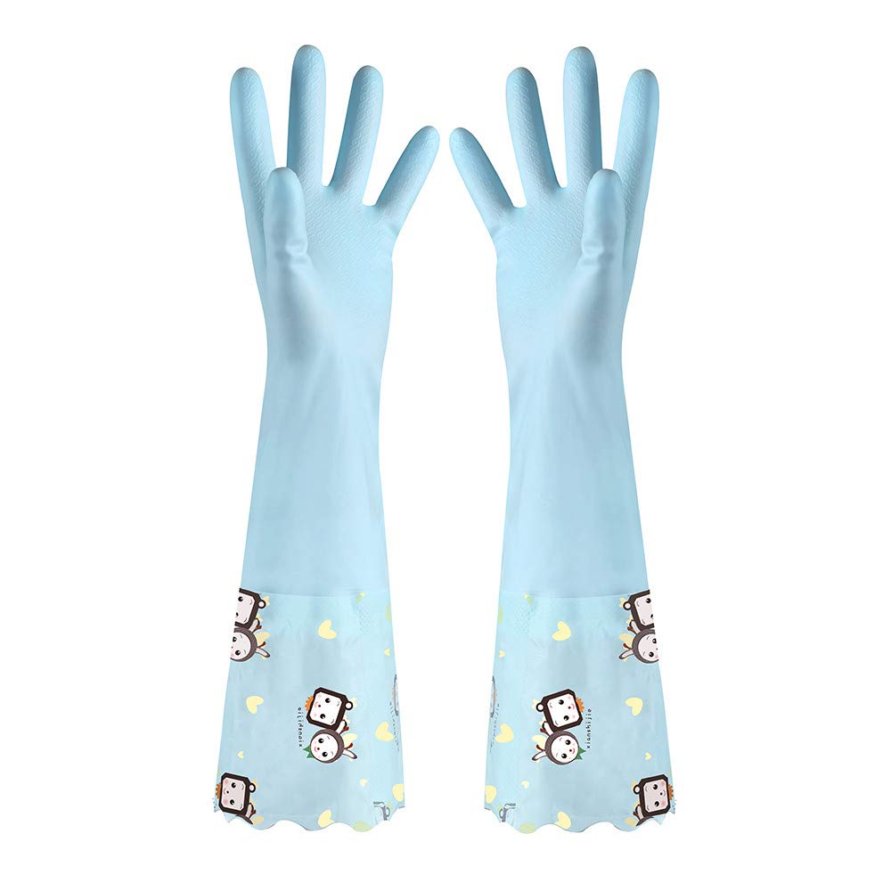 AmaSells Waterproof Velvet Gloves Wash Dishes Dishwashing Gloves Household Cleaning Glove Housework Tool,Housework Helper,Cleaning Tool,Home Supplies (Light blue)