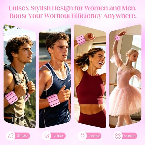 Image of Wrist Weights, 2Pack Adjustable Ankle Weights for Women /Men, Silicone Weighted Bangles for Yoga, Pilates, Running & Walking, Arm & Leg Weights, 2lb