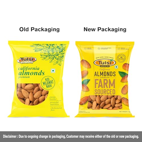 Tulsi California Almonds Premium 1Kg | Whole Almond | Rich in Vitamins & Minerals | Rich in Fiber | Good for Health | Loaded with Antioxidants | Nuts & Dry Fruits| Premium Badam Giri | Healthy Nuts