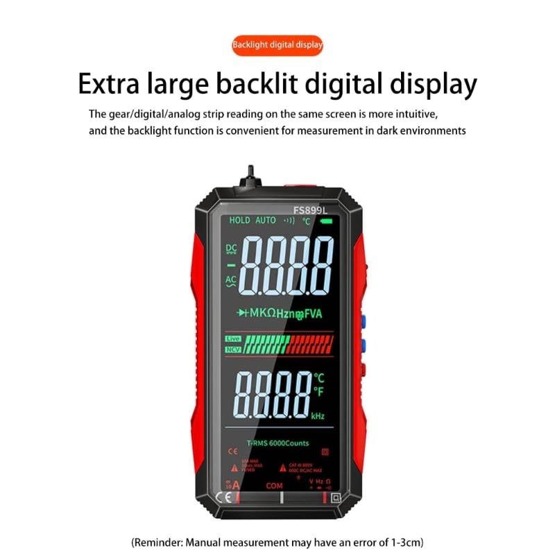 FS899L Digital Multimeter with Color Screen, USB-C Rechargeable Electrical Tester, 6000 Counts True RMS AC/DC Voltage Current Capacitance Resistance Frequency Temperature Measurement NCV Detector