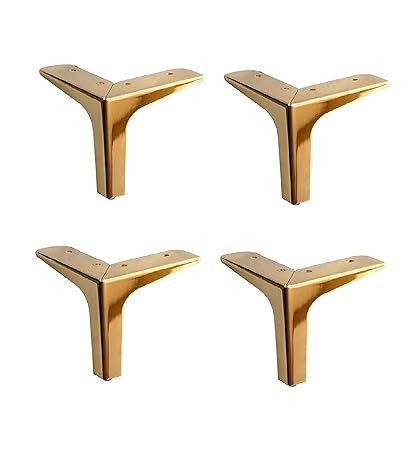WSK Hardware Golden Glossy Finish 3 Inch Stainless Steel Heavy Model Y Design Sofa Table Furniture Leg (Pack of 4 Pcs) SL1162H3-004