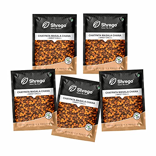 Image of SHREGO Chatpata Roasted Bhuna Masala Chana, Sweet Chilli, Snacks & Namkeen 750 Gram (5X150G Vacuum Packed)