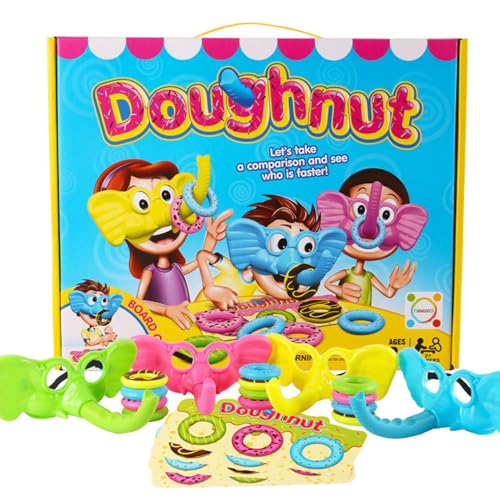 Genérico Elefantes para niños Ring Donut Ring for Family & Friends | Juego de Mesa Divertido con troncales de Elefante, Habilidades y Juguetes de Fiesta Juegos de Donut Toys