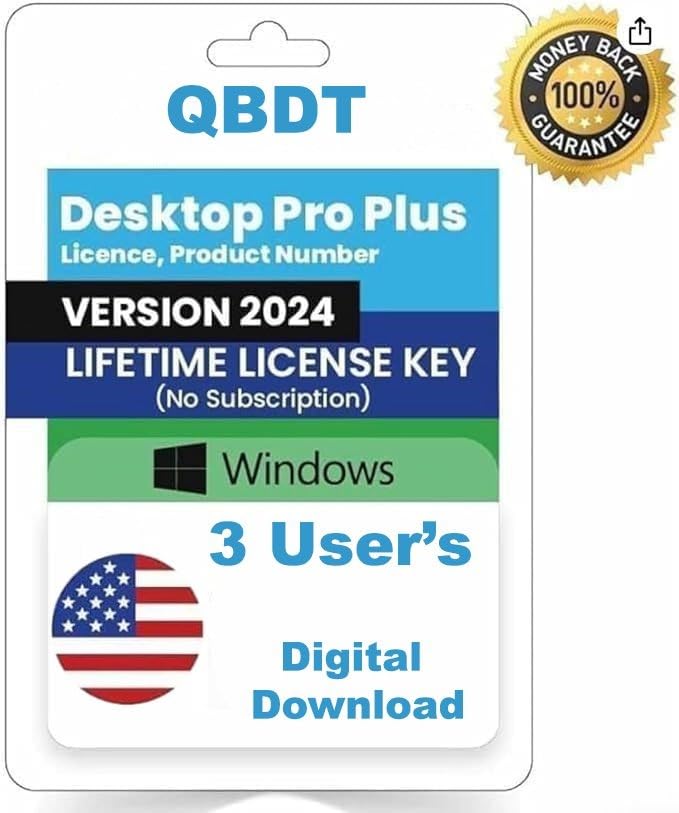 Quick - Books Desktop Pro 'Plus' 2024 | 3 User's | LIFETIME Version | NO DVD | Amazon Message...