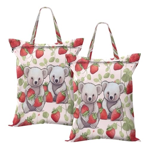 Ewusp Koala - Bolsas de lavandería con bolsillo con cremallera y asas, 2 bolsas de viaje para ropa húmeda y seca, impermeables y lavables, organizador de ropa sucia para el hogar, dormitorio, camping