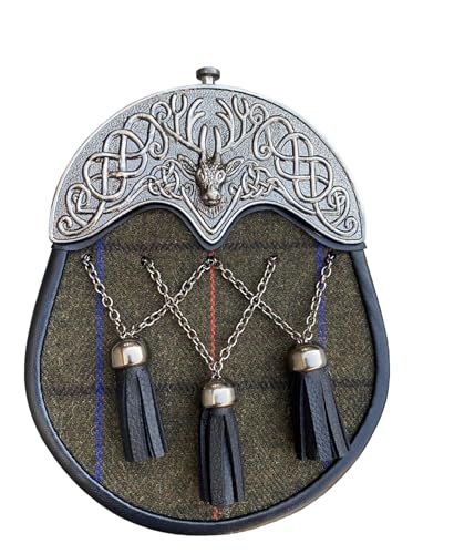 Brown Tweed Kilt Sporran Modern Cantle Highland Traditional Scottish Sporran