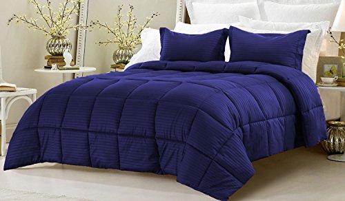 Bedding Attire Couette en coton égyptien 600 fils pour lit double Bleu égyptien Cover