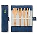 Set couverts en bambou | Couverts en bois | Kit couverts écologique | Couteau, fourchette, cuillère et paille| Couverts de voyage | Couverts camping avec housse de rangement | Océan | Bambaw