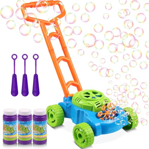Lydaz Bubble Lawn Mower for Toddlers 1-3, Kids Bubble Machine for 1-Year-Old Boys Toy Gifts, Gardening Easter Basket Stuffers Birthday Toys, Push Summer Outdoor Toys for Preschool Baby Boys Age 1 2 3