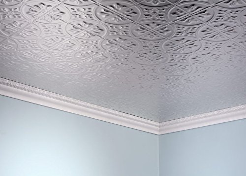 Fasade Easy Installation Traditional 2 Brushed Aluminum Glue Up Ceiling Tile / Ceiling Panel (2' x 4' Panel)