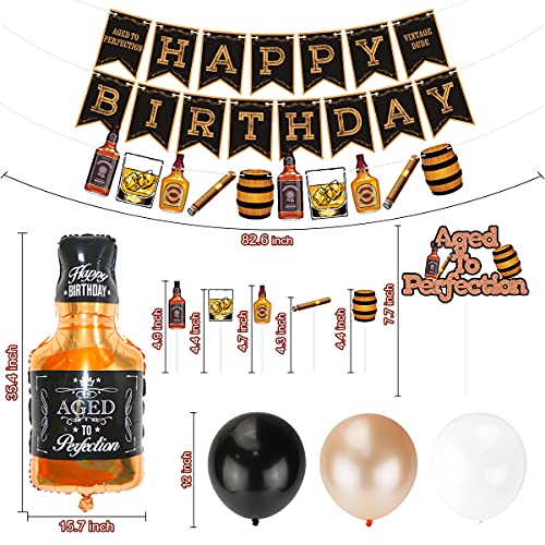 Whiskey Birthday Party Decorations, Aged to Perfection Birthday Party Supplies Whiskey Birthday Banner Garland, Whiskey Cake Toppers, White Black Champagne Gold Balloons 3 Whiskey Birthday Party Decorations, Aged to Perfection Birthday Party Supplies Whiskey Birthday Banner Garland, Whiskey Cake Toppers, White Black Champagne Gold Balloons - Image 4