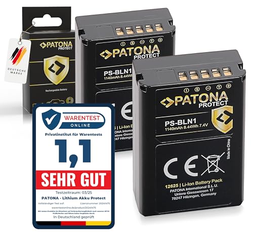 PATONA 2X Protect PS-BLN-1 Batería 1140mAh Compatible con Olympus OMD OM-D E-M1 EM1 E-M5 EM5 E-M5 Mark II Pen E-P5 EP5 Pen F Stylus XZ-2 XZ2 PSBLN1 BLN 1 BLN1 BL-N1