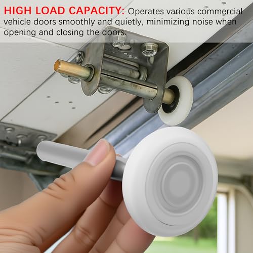 Image of 10 Pack 4 inch Stem 2 inch White Nylon Garage Door Roller with Protective Sealed-Cap(Dustproof), Ultra Quiet & Long-Lasting, Commercial High Load Capacity, Double Sealed Bearings