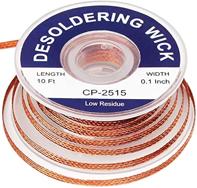Lesnow solder wick braid with flux Super 10ft Length Desoldering Wick Braid Remover Tool Solder Sucker 1 piece No-Clean soldering Wick Wire Roll and Disassemble Electrical Components
