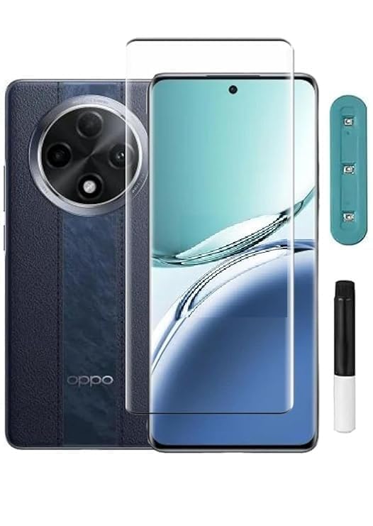 Image of Diruite UV Tempered Glass for Oppo F27 Pro /F27 Pro Plus - Premium 9H Hardness, Full Edge-to-Edge Coverage, Crystal HD Clarity, UV Glue with Easy Installation Kit (Pack of 1)