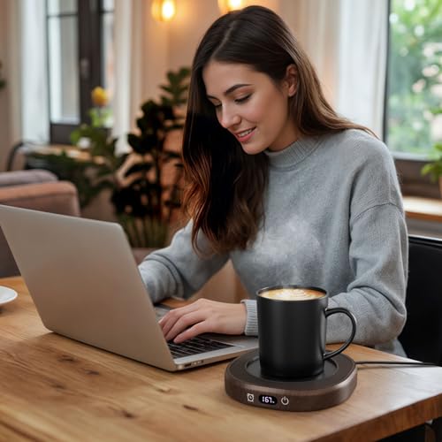Electric Mug Warmer for Desk Auto Shut Off, Smart Coffee Cup Warmer for Tea Milk, 4 Temperature Setting Coffee Warmer Accessories Keep Beverage Fast Heating Home & Office, 8H Timer Candle Warmer Plate