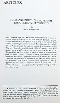 Paperback Four land ethics order reform responsibility opportunity : an article from Environmental Law northwestern school of law 1994 Book