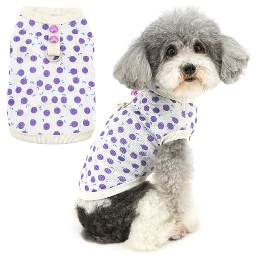 ZUNEA 犬 服 Tシャツ 春 夏 小型犬 タンクトップ 柔らかさ 通気性 袖あり シャツ Dリング付き おしゃれ かわいい ペット ドッグウェア 洋服 可愛い ベスト 猫服 子犬 チワワ トイプードル服 脱毛保護 お散歩 パープル S