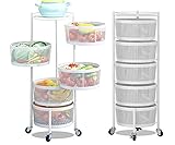 Rotating Storage Rack Vegetables Fruit Baskets Shelf 5 Tier Metal Wire Kitchen Storage Baskets with...