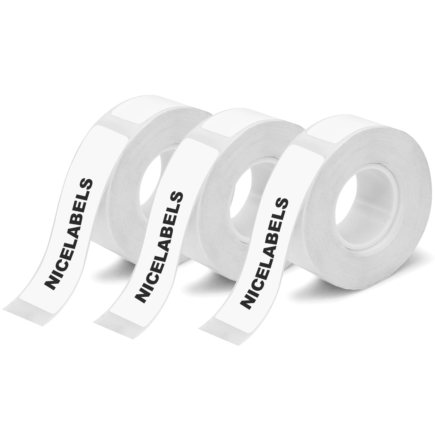 Nicelabels 3 rollsTape Refills (Bright White), Compatible with Phomemo D30 Printer, White Sticker Thermal Paper, self-Adhesive and Waterproof, 15mm X