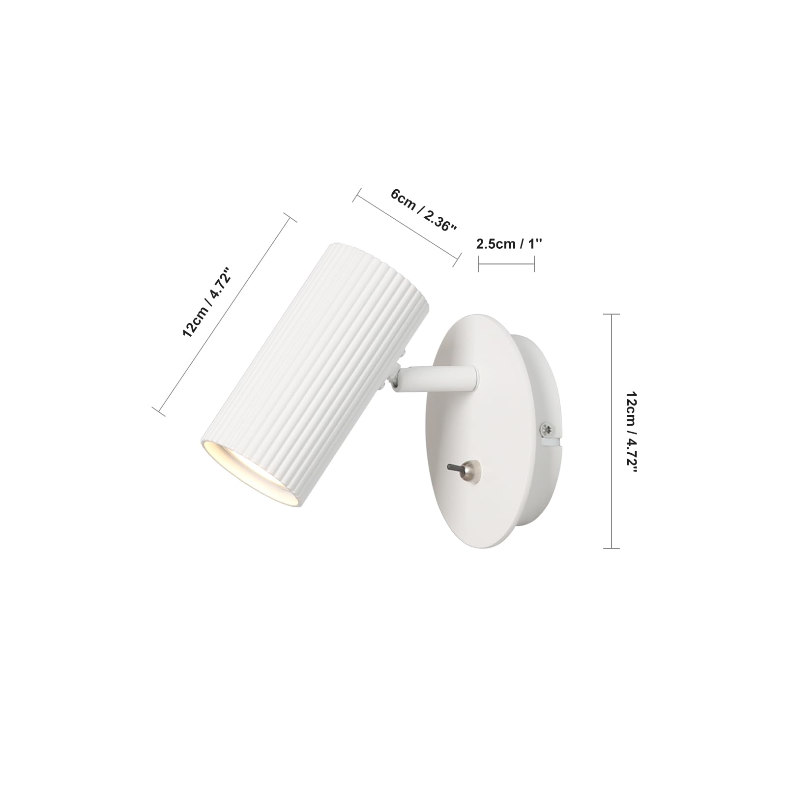 DAWALIGHT Spot Mural Orientable GU10 5W 3000K Blanc chaud Applique Murale d'Intérieur pour Chambre Couloir Salon Chevet Maison Boutique, Aluminium, Blanc