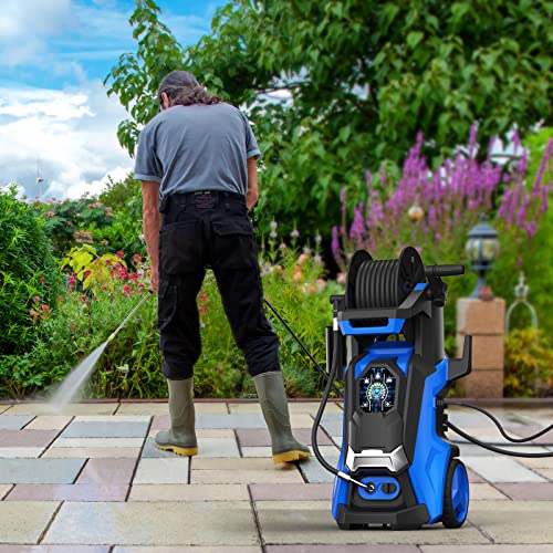 Electric Pressure Washer 4500 PSI 3.2 GPM Electric Power Washer with Smart Control and 3 Levels of Adjustment Effortlessly Clean Patio Blue