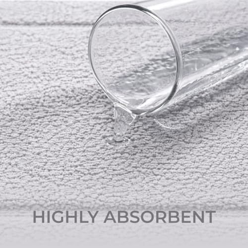 Image of Premium Combed Cotton Tufted Bathmat 45 x 65 cm, 1800 GSM Soft Absorbent Anti Skid Bathroom Floor Mat with Latex Backing, Quick Dry Non Slip Bath Rug for Daily Use, Race Track Silver