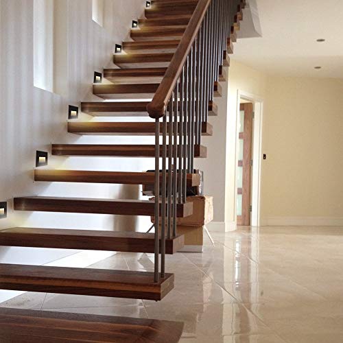 SUBOSI Applique d'escalier LED aluminium 230V 3W Appliques en verre Applique d'escalier avec boîte encastrée Applique d'escalier IP65 étanche blanc chaud - Image 5